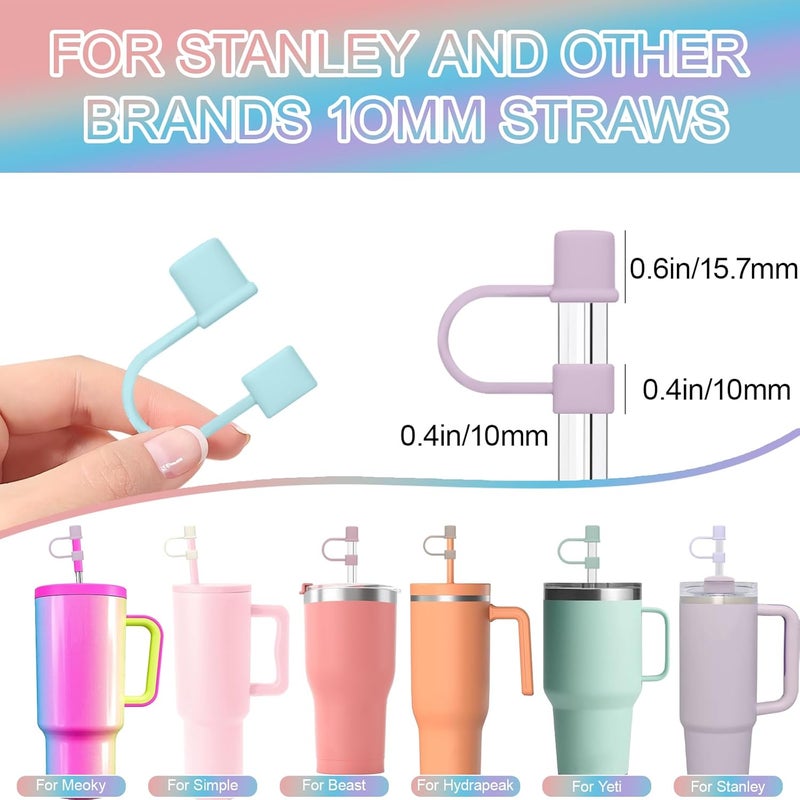 GGDECA 7Pcs Straw Cover Cap for Stanley Cup,Simple 10mm(0.4inch) Silicone Straw Toppers for Stanley 40&30oz Tumbler Accessories-Multicolor - Image 4